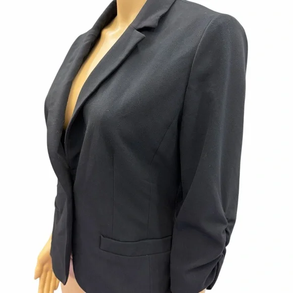 Eliza J Black Ruched Sleeve Blazer Womens Small Petite - Picture 4 of 10